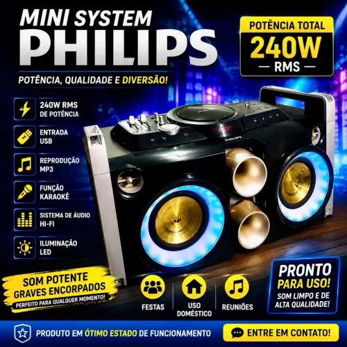 Mini System Philips 240w Usb Hifi Rms Karaoke Mp3