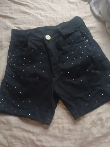 Short jeans strass feminino