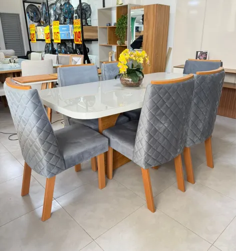 Mesa de Jantar 180x90 6 Lugares 100% MDF Pronta Entrega 