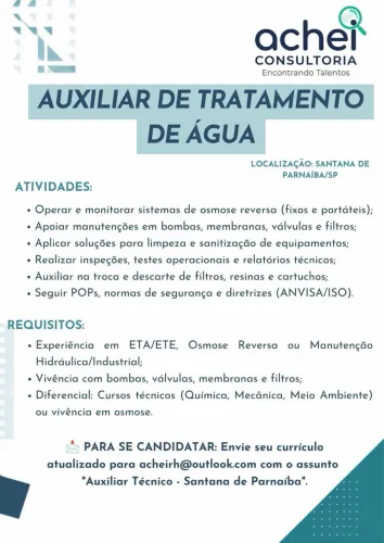 Auxiliar tratamento de água