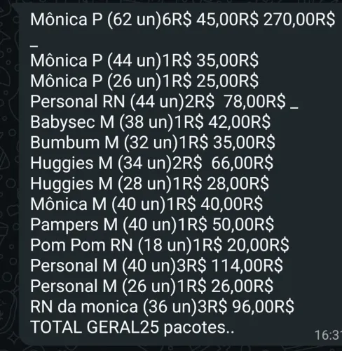 Fralda ótimos preços!!!