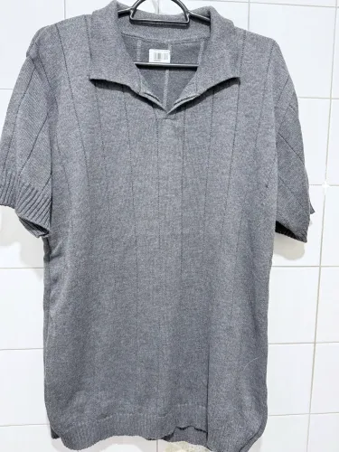Camisa Polo Masculina Em Tricô Canelado