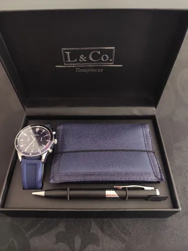 Relógio L & Co. Timepieces - Kit com carteira e caneta