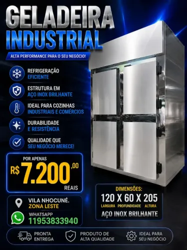 Geladeira industrial em aço inox 