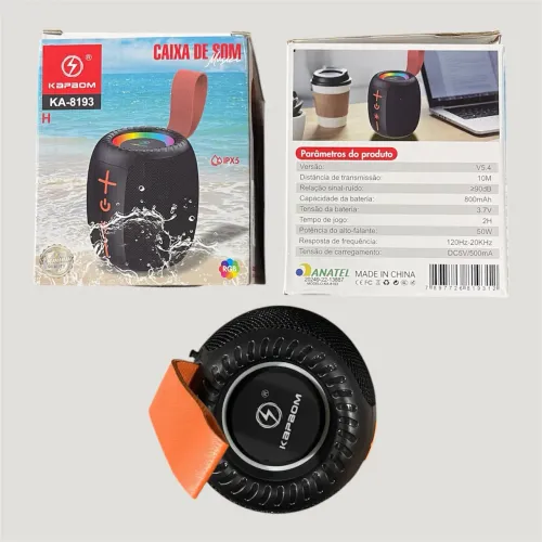 Mini Caixa de Som Bluetooth 5.4 RGB Portatil IPX5 TWS Som Potente KA-8193