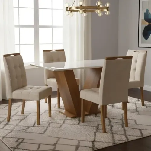 Mesa Jantar Classic 1,20m 4 Cadeiras 100% MDF - Produto Novo! Pronta Entrega!