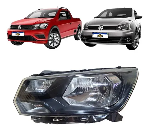 Farol Esquerdo Gol Voyage Saveiro G8 2018 A 2022 Friso Preto Esquerdo/motorista