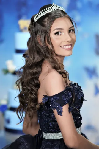 Vestido debutante azul marinho