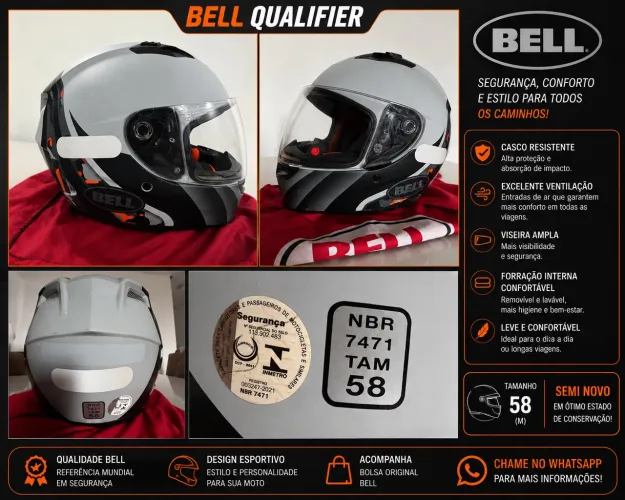 Vendo kit Capacete Bell Qualifier 58 e 56