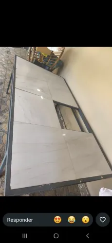 Mesa reforçada metalom com tampo de porcelanato 2,50 comprimento 1,26 largura