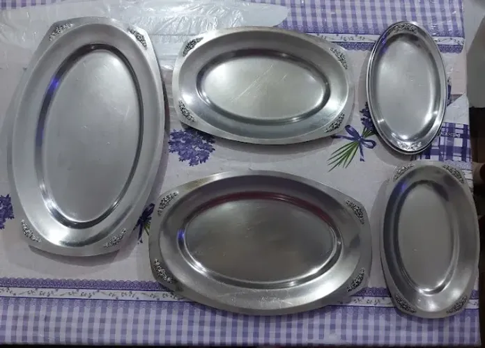 conjunto de 5 travessas de inox usada