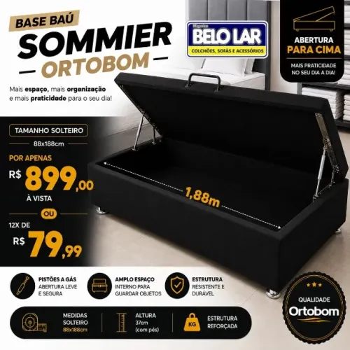 Base Baú Sommier Ortobom - Preta