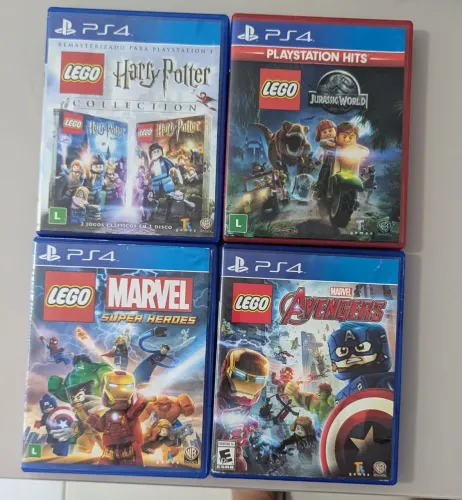 Jogos PS4 LEGO: Harry Potter, Jurassic World, Marvel Super Heroes e Avengers