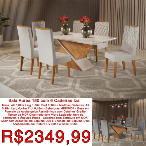 Mesa jantar Áurea com 6 cadeiras / frete Grátis / pague na entrega 