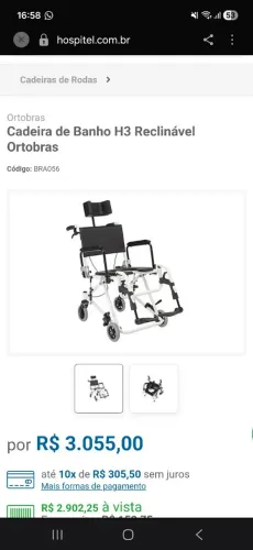 Cadeira de banho reclinável com apoio de cabeça