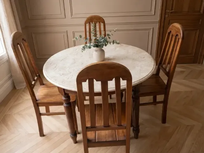 Mesa de Jantar Redonda Mármore Bahia
