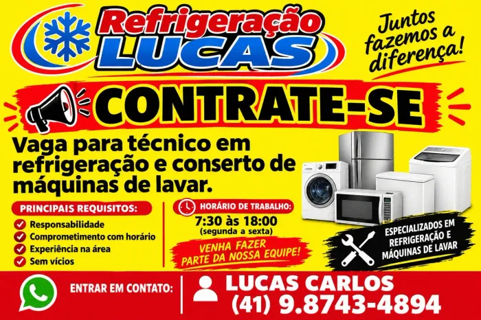 ? CONTRATE-SE - REFRIGERAÇÃO LUCAS