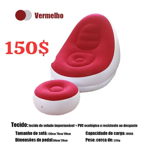 Conjunto poltrona e puff inflável 