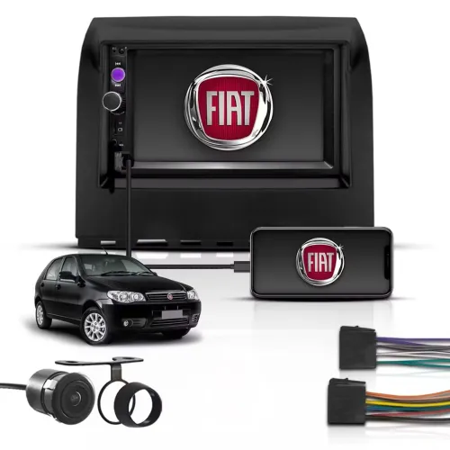 Kit central multimidia com moldura fiat palio 2 din mp5