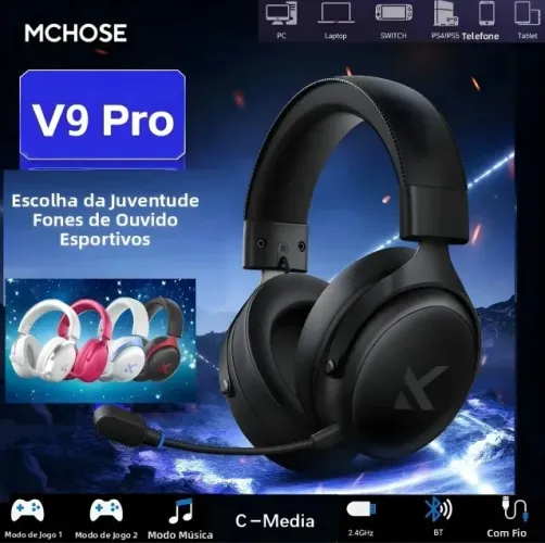 Fone De Ouvido Mchose V9 Pro Headset Gamer Wireless Sem Fio