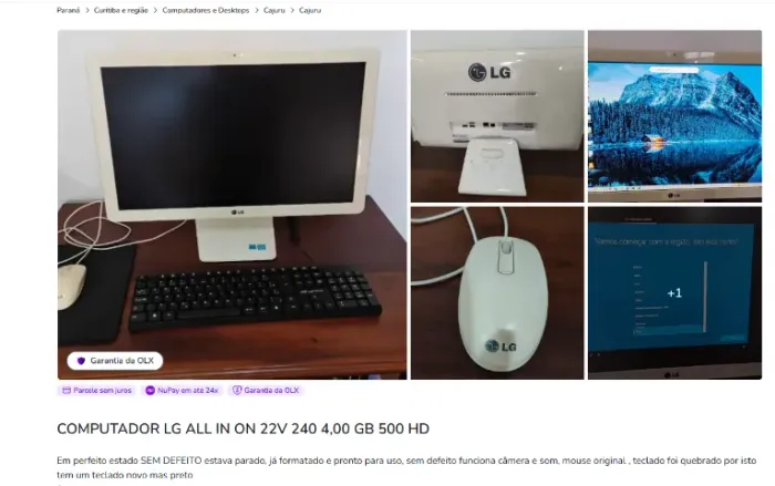 COMPUTADOR LG ALL IN ON 22V 240 4,00 GB 500 HD