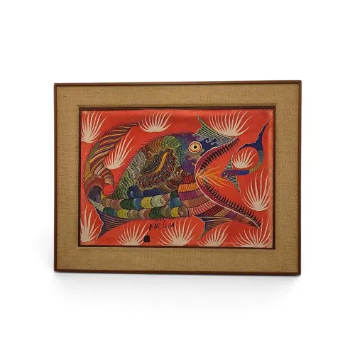 Quadro Original Chico da Silva (F. D. Silva) - Série Peixes (1973)