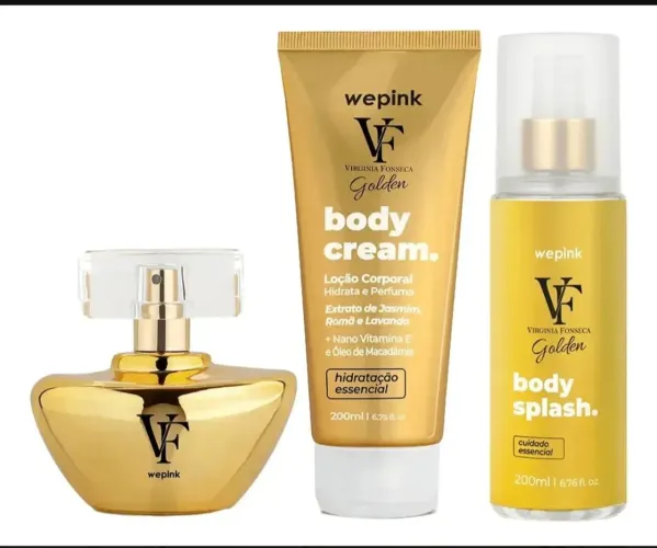 Kit VF golden we pink. Perfume. Body splash e hidratante