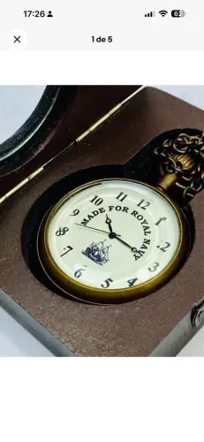 Antigo Vintage Marítimo Marinha Real Relógio de Bolso de Latão com Caixa de Madeira