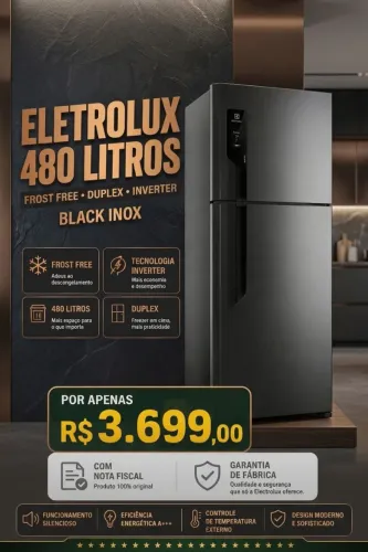 Geladeira Electrolux 480L Black Inox Frost Free Inverter - Com Nota e Garantia