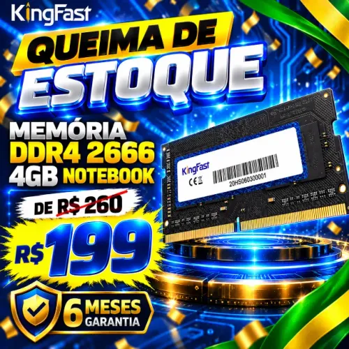 KINGFAST DDR4 2666 - 4GB - NOTEBOOK - ENTREGA GRATIS + 6 MESES GARANTIA