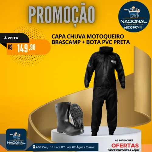 Conjunto Capa Chuva Motoqueiro + Bota Motociclista Motoboy