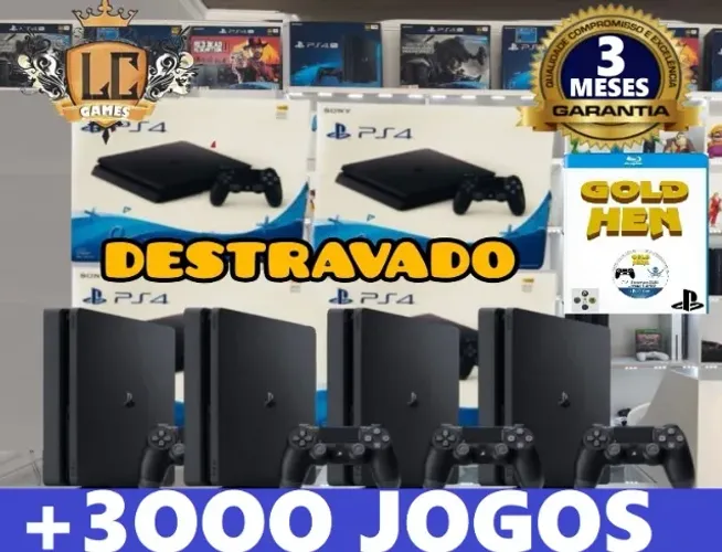 PLAYSTATION 4 SLIM 5OOGB DESTRAVADO + 3OOO JOGOS e GARANTIA e BRINDES ( LOJA FISICA )