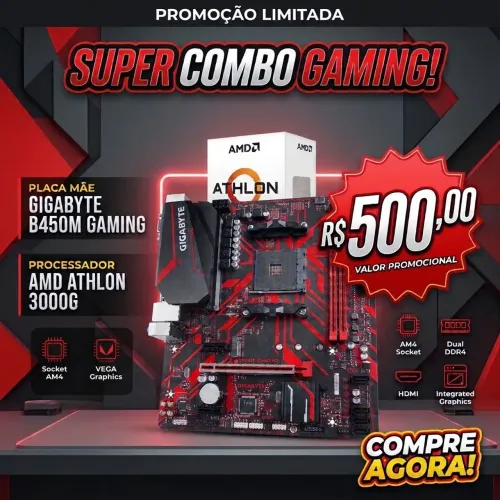 Kit am4 athlon 3000G + placa mae