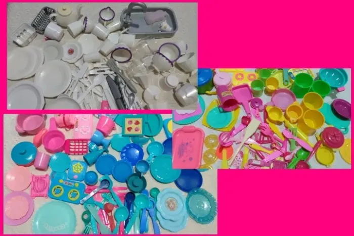 Lote grande de brinquedos para casinha de brinquedo