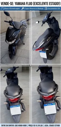 Yamaha Fluo 2023/2023 - Baixa KM, Único Dono