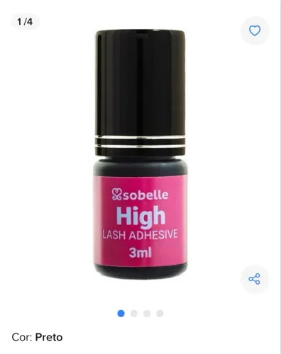 Vendo Cola Extensão de Cílios Sobelle High 3ml Preto usada 1 gota abri dia 26/03/26