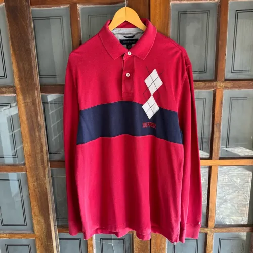 camisa polo tommy hilfiger vermelha ruglyb manga longa