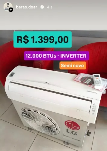 Ar Split LG INVERTER 12000 BTUs + Nota + Garantia + Cartão 12x