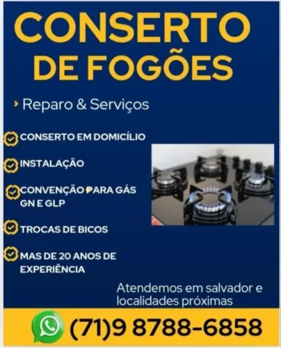 Atendimento em domicílio para conserto de fogões