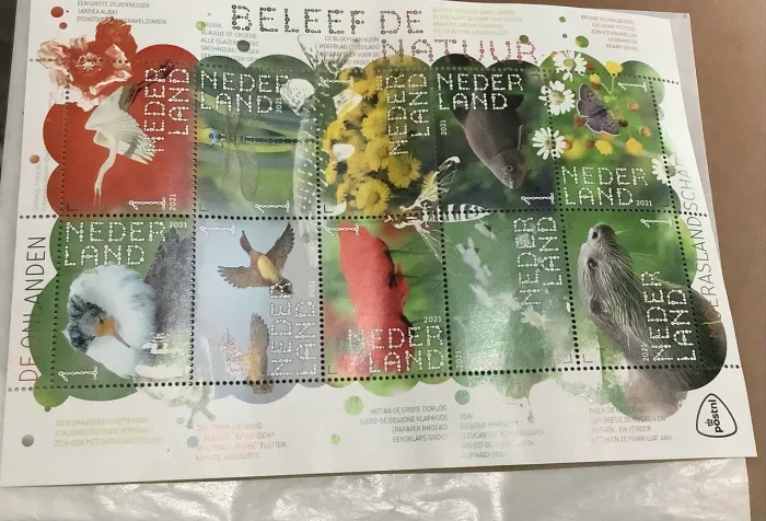 10 selos postais dos Países Baixos (Nederland) 2021, "Beleef de natuur - De Onlanden"