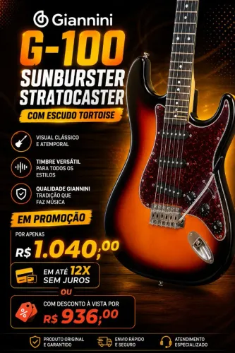 Guitarra Elétrica Giannini G-100 Sunburst Tremolo Captadores Single Coil