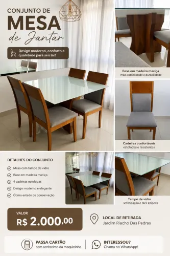 Mesa de 4 cadeiras 1,10x1,10
