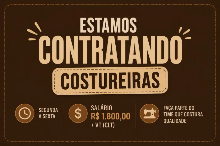 Vaga para Costureira CLT | Segunda a Sexta | Farol