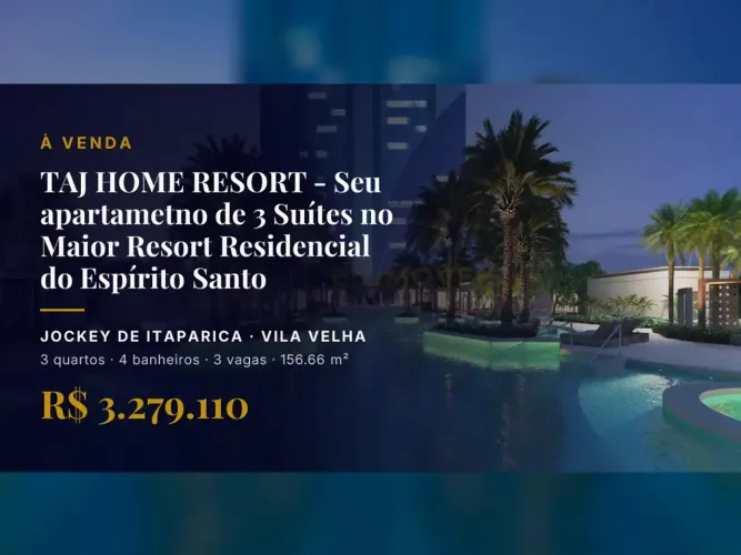 Taj Home Resort: Apartamento de 3 Suítes no Jockey, Vila Velha