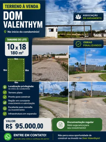 Terreno 10x18 (180m²) no Dom Valenthym - Início do Condomínio