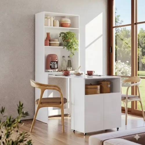 Bancada Dueto Multiuso com 2 Portas e Rodízios - Branca