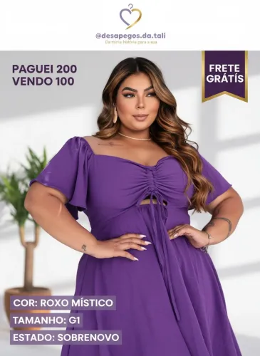 ? Vestido Ciganinha Roxo Místico G1 Sobrenovo
