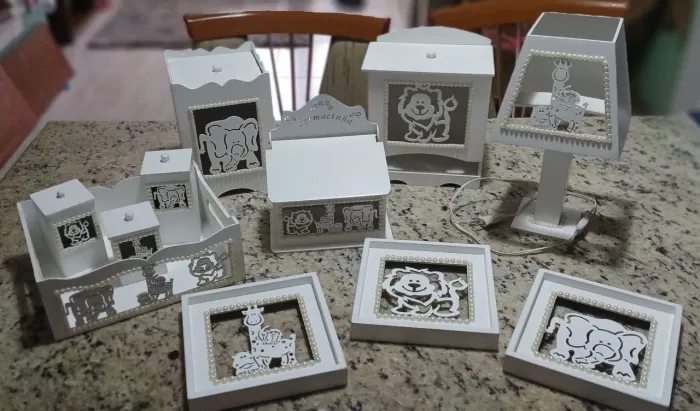 Kit Higiene Bebê Branco MDF Safari