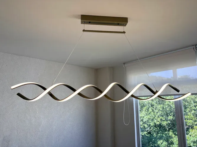 Lustre Pendente LED Espiral Dourado 45W Nitrolux Moderno