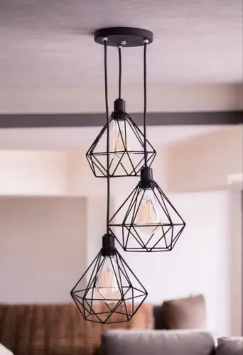 Lustre pendente diamante triplo